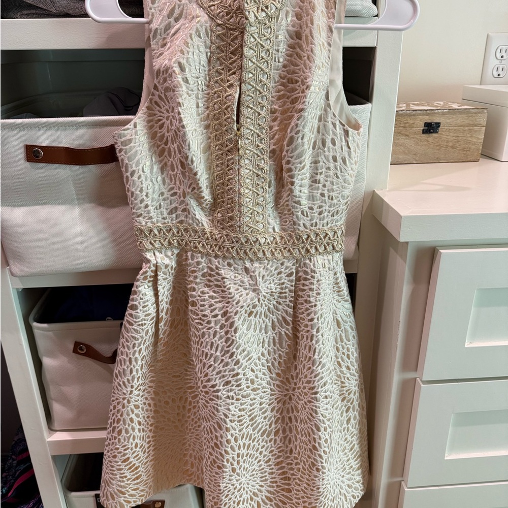 Lilly Pulitzer Cream and Gold Textured Dress